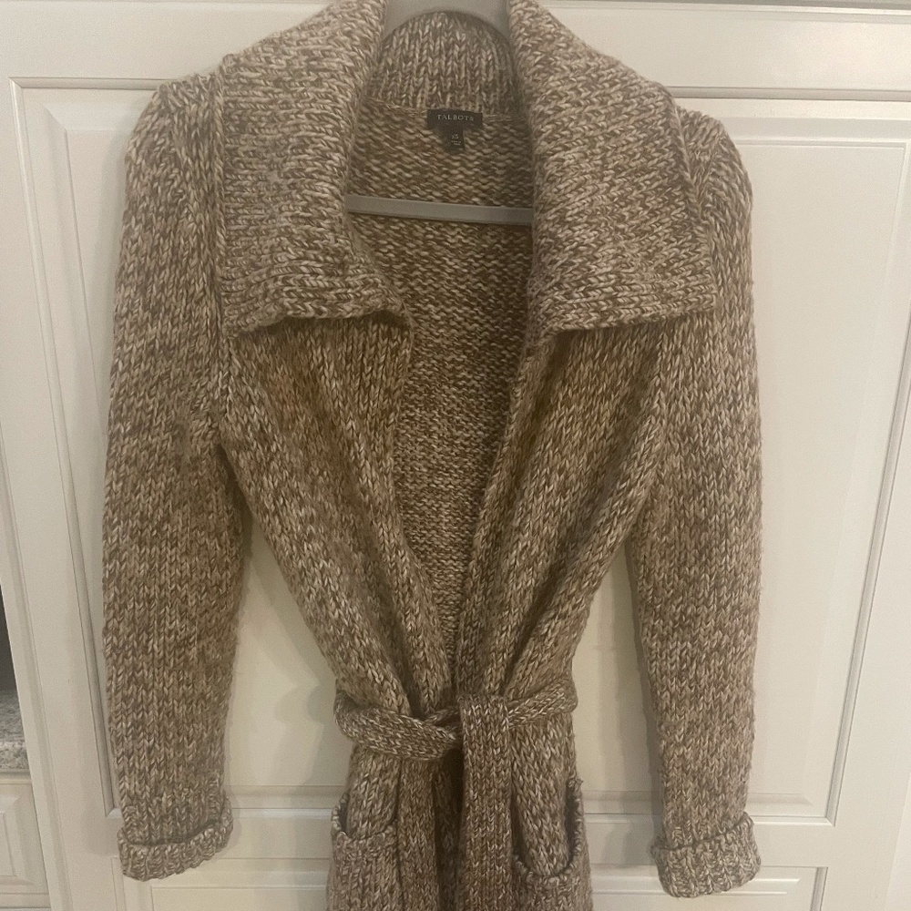 Talbots Brown/White Womens Cardigan